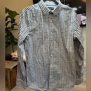 Banana Republic Men's Blue and White Plaid Shirt